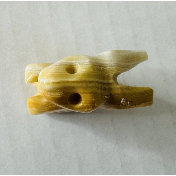 Vintage Natural Stone Yellow Jasper Carved Bunny Rabbit Sitting Up 1 1/2” - Picture 9 of 14